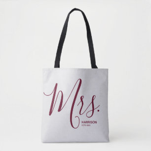 Bolsa Tote Texto Moderno da Silver & Burgundy Personalizado S