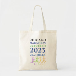 Bolsa Tote Texto Personalizado da Maratona Colorida de Chicag