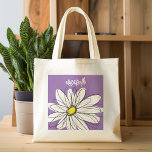 Bolsa Tote Texto Personalizado da Margarida Esbranquiçada e A<br><div class="desc">Uma peça de arte dúzia e caprichosa,  hipster. Você pode adicionar um nome,  monograma ou outro texto personalizado. Se você precisar mover a arte ao redor,  clique no botão personalizar para fazer alterações.</div>