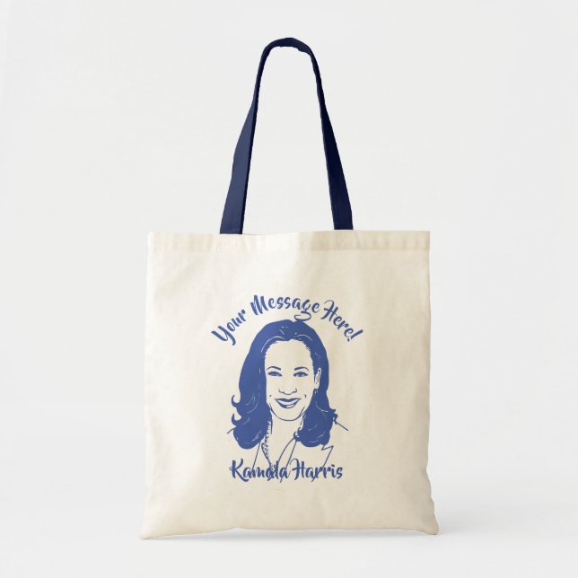 Bolsa Tote Texto Personalizado De Arte De Linha Kamala Harris (Frente)