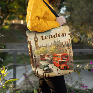 Bolsa Tote Texto Personalizado do Big Ben de Londres Vintage