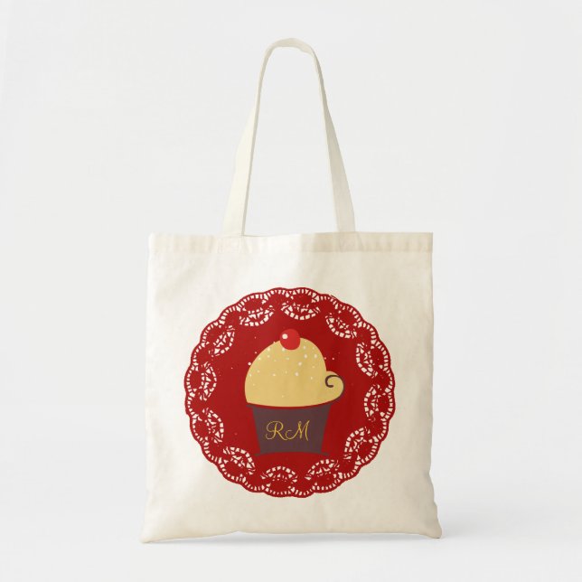 Bolsa Tote Texto Personalizado do Cupcake Gratuito - Locação  (Frente)
