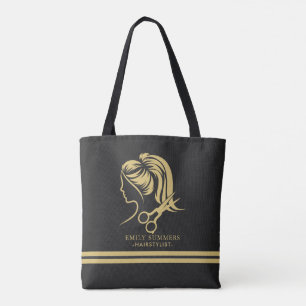 Bolsa Tote Texto personalizado do logotipo do estilo cabelo D