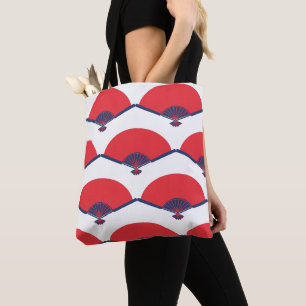 Bolsa Tote Texto personalizado do padrão do ventilador japonê