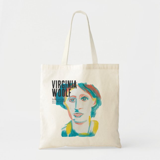 Bolsa Tote Texto personalizado do Virginia Woolf Portrait | B (Frente)