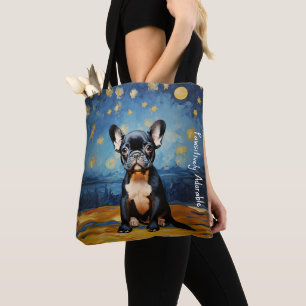 Bolsa Tote 🐕 texto personalizado, filhote francês