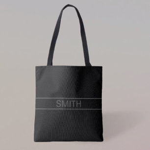 Bolsa Tote Texto personalizável Cinzas negras e negras mod