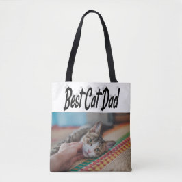 Bolsa Tote Texto Preto da Foto do Melhor Pai de Cat