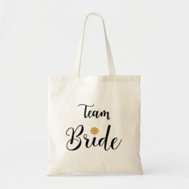 Bolsa Tote Texto Preto de Brido de Equipe Dourado-Flor-Modern