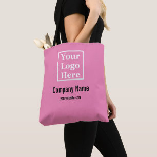 Bolsa Tote Texto preto e rosa para empresa Seu Modelo de logo