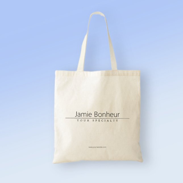 Bolsa Tote Texto Preto Simples e Elegante (Criador carregado)