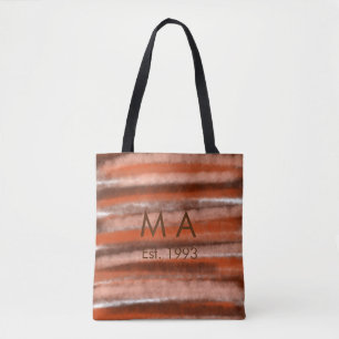 Bolsa Tote texto rústico marrom boho adicionar nome letra ano