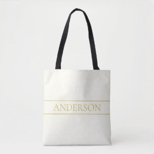Bolsa Tote Texto Simples Elegante Personalizável   Dourado Br