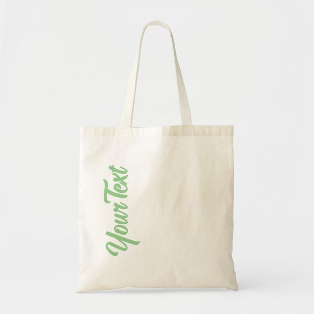 Bolsa Tote Texto Superior do Script Verde de Sage Personaliza (Frente)