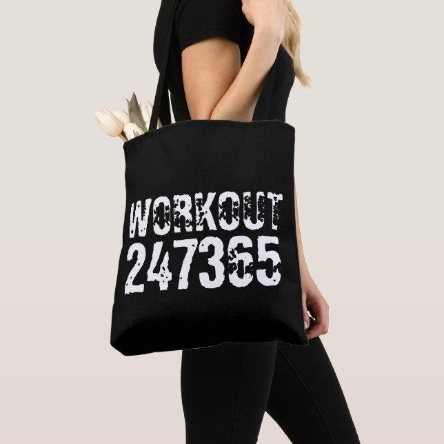 Bolsa Tote Texto vestido e arranhado Workout 247365 branco (Close Up)