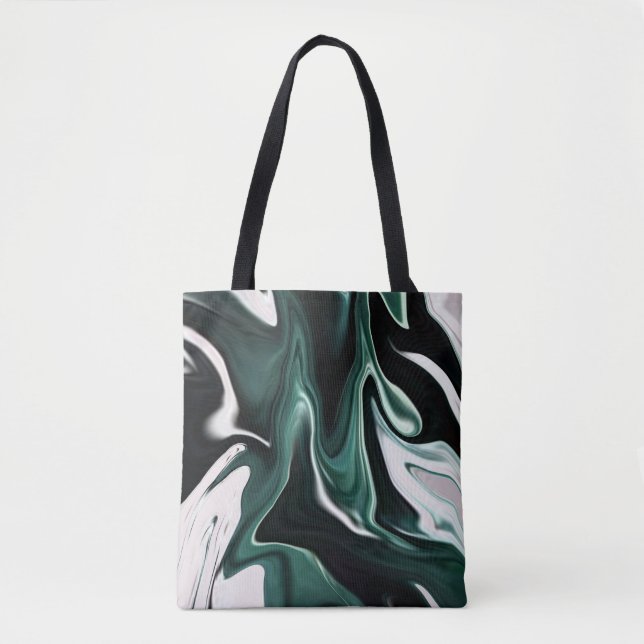 Bolsa Tote textura abstrato elegante do fluxo líquido de márm (Frente)