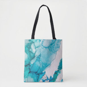 Bolsa Tote Textura aqua com fios de ouro