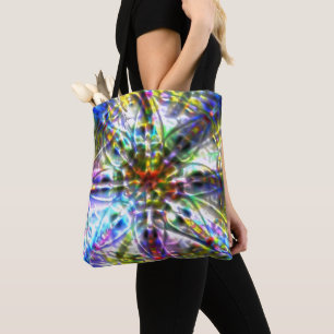 Bolsa Tote Textura branca granulada com reflexos de cores bri