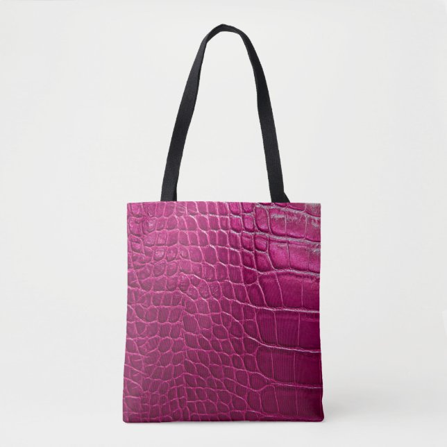 Bolsa Tote Textura da pele do crocodilo rosa (Frente)
