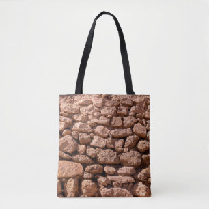 Bolsa Tote Textura de alvenaria de grandes pedras vermelhas r