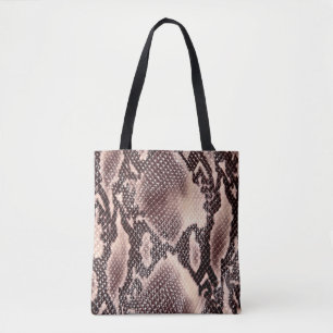 Bolsa Tote Textura de couro cobra castanho