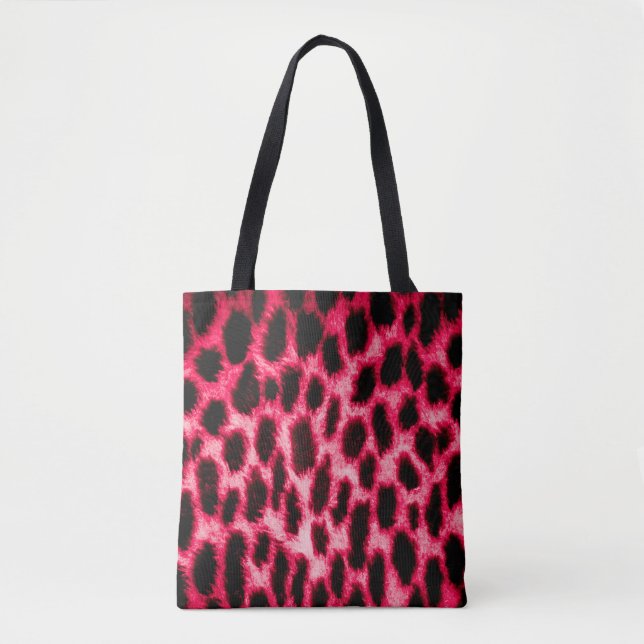 Bolsa Tote Textura de couro-leopardo com cores pretas e verme (Frente)