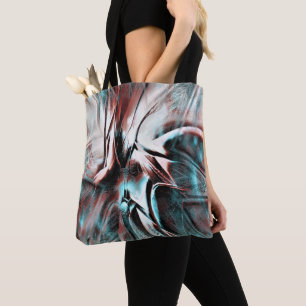 Bolsa Tote textura de garoa cinzenta vermelha a azul