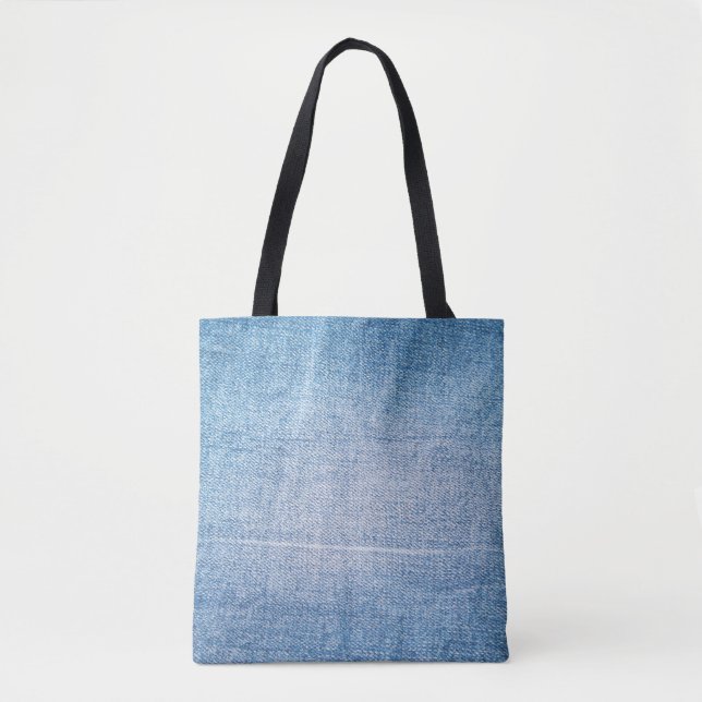 Bolsa Tote Textura de jeans de denim azul (Frente)