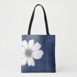 Bolsa Tote Textura de jeans florais