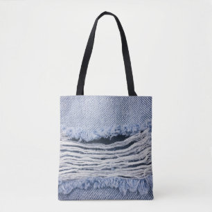 Bolsa Tote Textura de Jeans rasgados azuis claros
