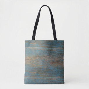 Bolsa Tote Textura de madeira de praia azul