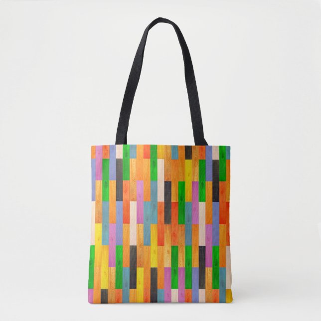 Bolsa Tote Textura de madeira multicolorida. Parquete de made (Frente)