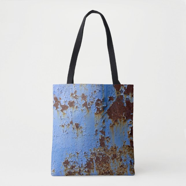 Bolsa Tote Textura de metal e tinta azul. (Frente)
