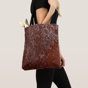 Bolsa Tote Textura de metal enferrujado de cobre laranja quei