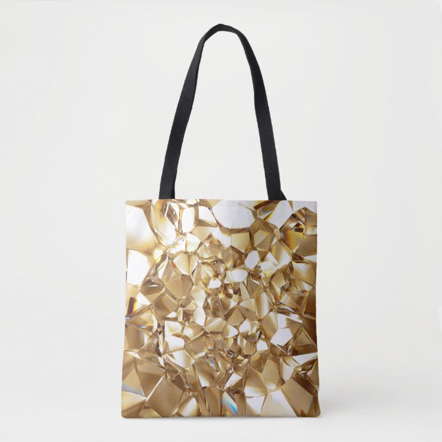 Bolsa Tote Textura de ouro de abstrato de 3D. (Frente)