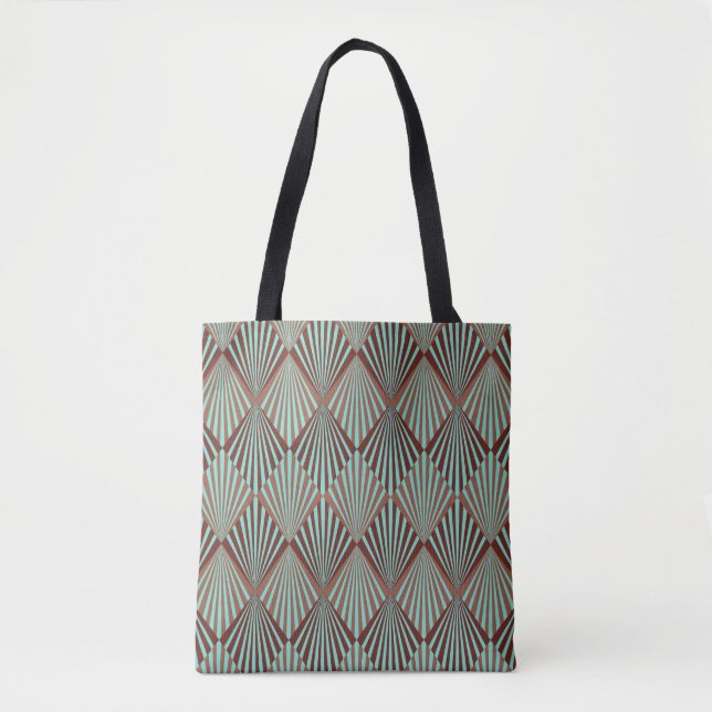 Bolsa Tote Textura de padrão uniforme do estilo Art Deco (Frente)