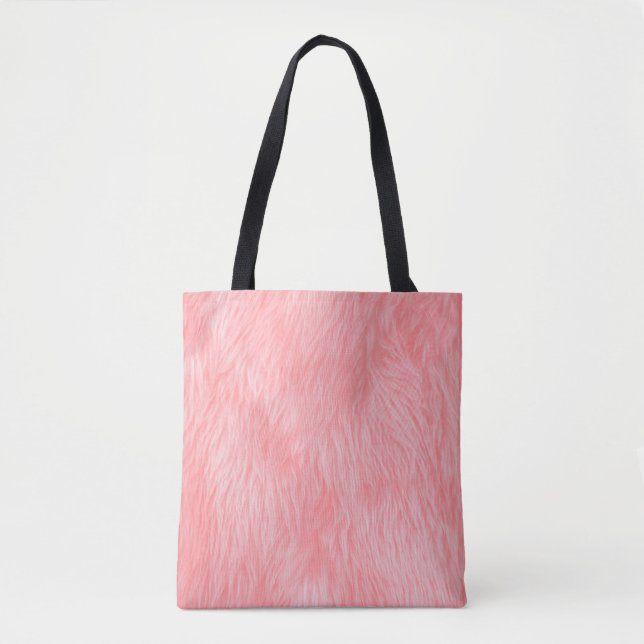 Bolsa Tote Textura de pele de lã rosa macia (Frente)