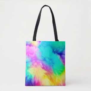 Bolsa Tote Textura de Pelo Fofinho Arco-íris Vibrante-75201