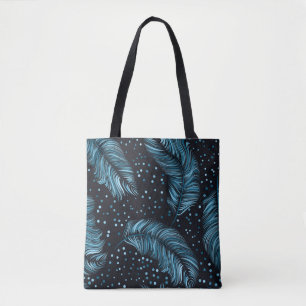 Bolsa Tote Textura de pena escura, abstrato.