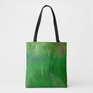 Bolsa Tote Textura de pintura de grama verde. Fundo desenhado