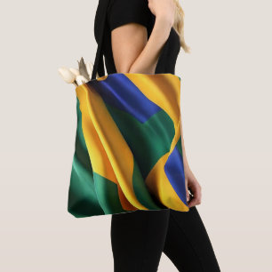 Bolsa Tote Textura de seda com bandeira do Brasil