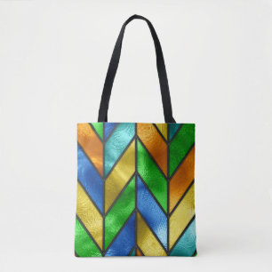 Bolsa Tote Textura De Vidro Colorido Chevron