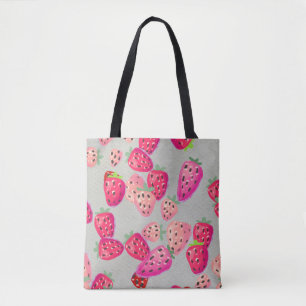 Bolsa Tote Textura Desenhada Da Mão De Morango Ripe