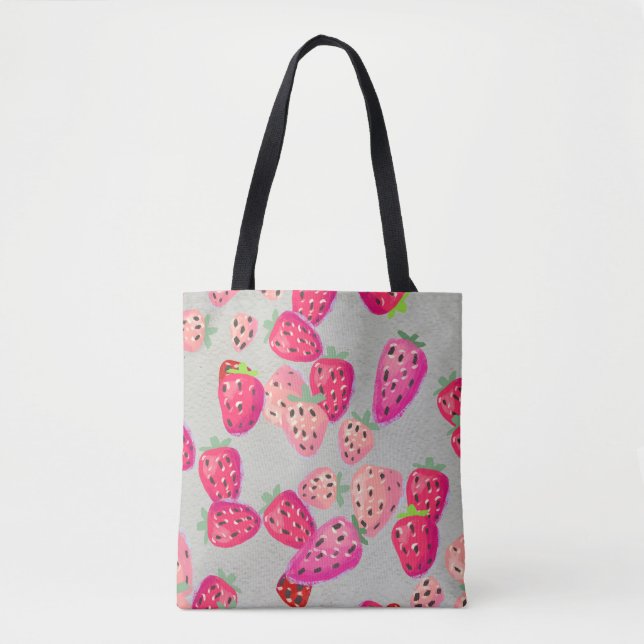 Bolsa Tote Textura Desenhada Da Mão De Morango Ripe (Frente)