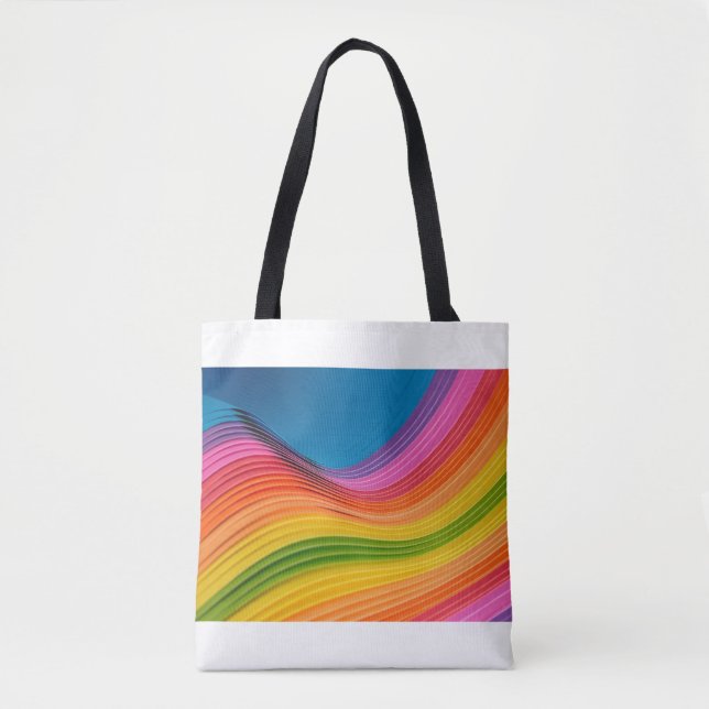 Bolsa Tote textura do padrão abstrato arco-íris (Frente)