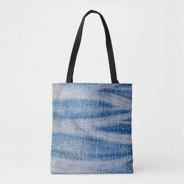 Bolsa Tote Textura do tecido de jeans azuis, fundo têxtil (Frente)