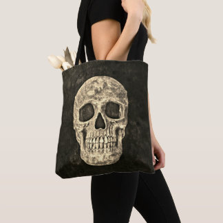 Bolsa Tote Textura do Velho Grunge Negro do Crânio Humano Gót