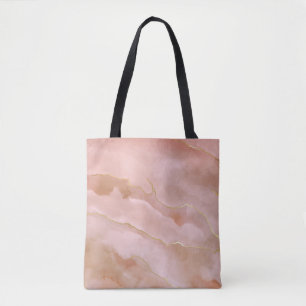 Bolsa Tote Textura Dourada do mármore líquido rosa