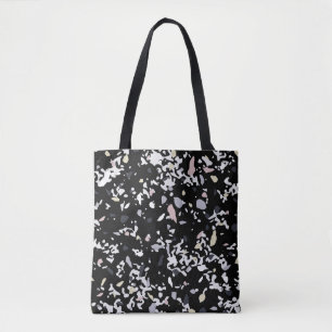 Bolsa Tote Textura em mármore - preto