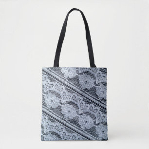 Bolsa Tote Textura, fundo, padrão. tecido de rendas brancas.